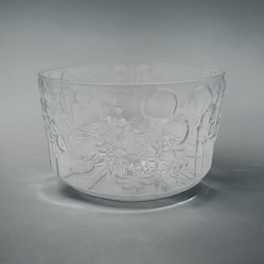 Vintage Iittala Finland Flora Clear Glass Bowl Oiva Toikka 7.5" MCM Nuutajarvi